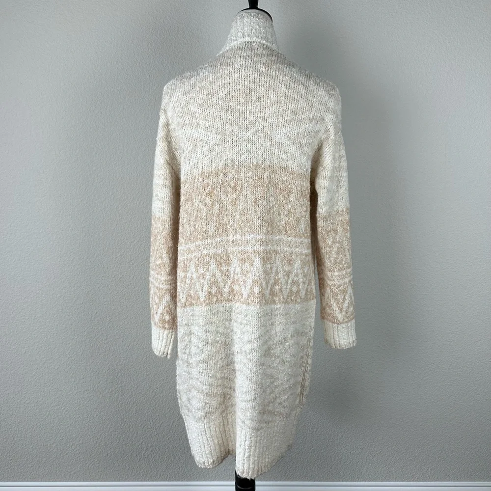 JOIE Longline Nordic Duster Cardigan in Cream/Tan Bouclé Knit Size X-Small (NWT) - Picture 3 of 14